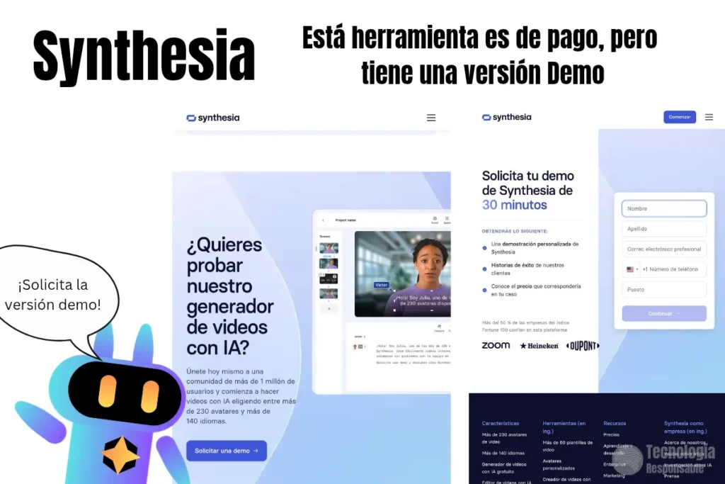 Synthesia versión demo Crear videos con Inteligencia artificial gratis