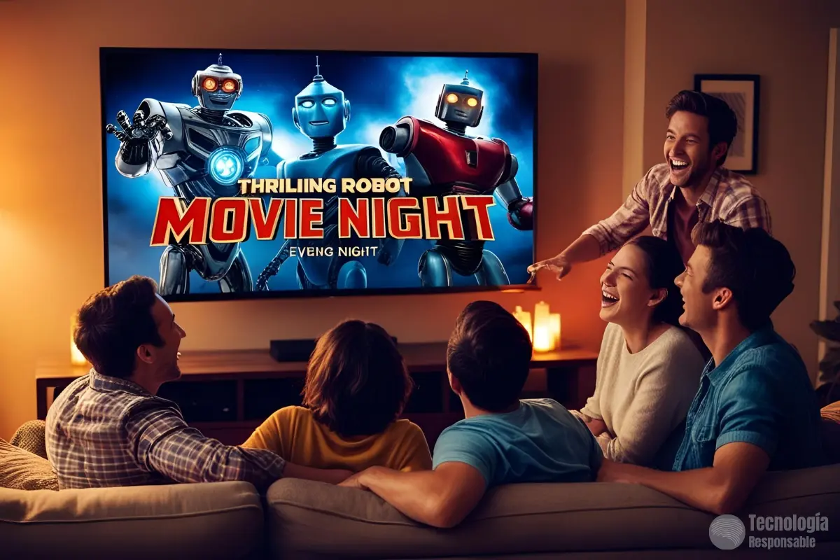 Películas de IA y personas viendo la tv